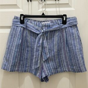 PARKER Womens Blue Tie Belt Striped Shorts Size: 10